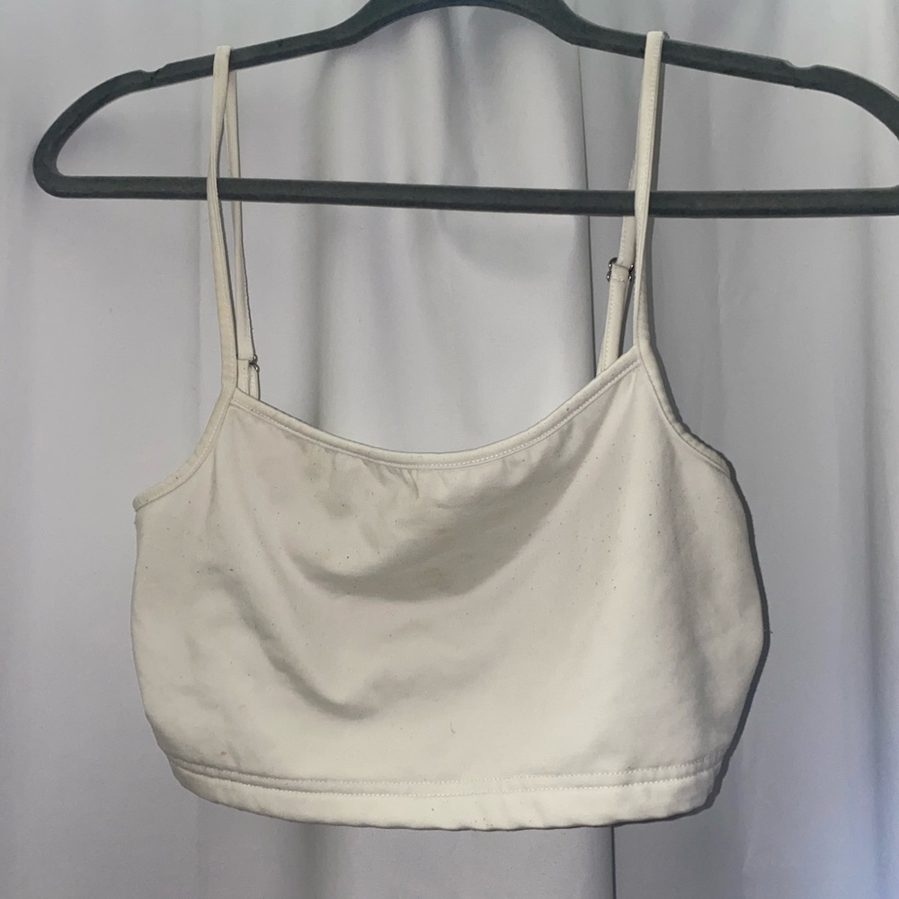 White soft crop top straps cute basic
